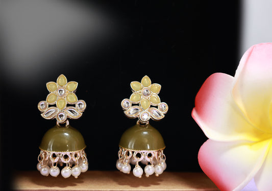 Green Enamel Ethnic Jhumka