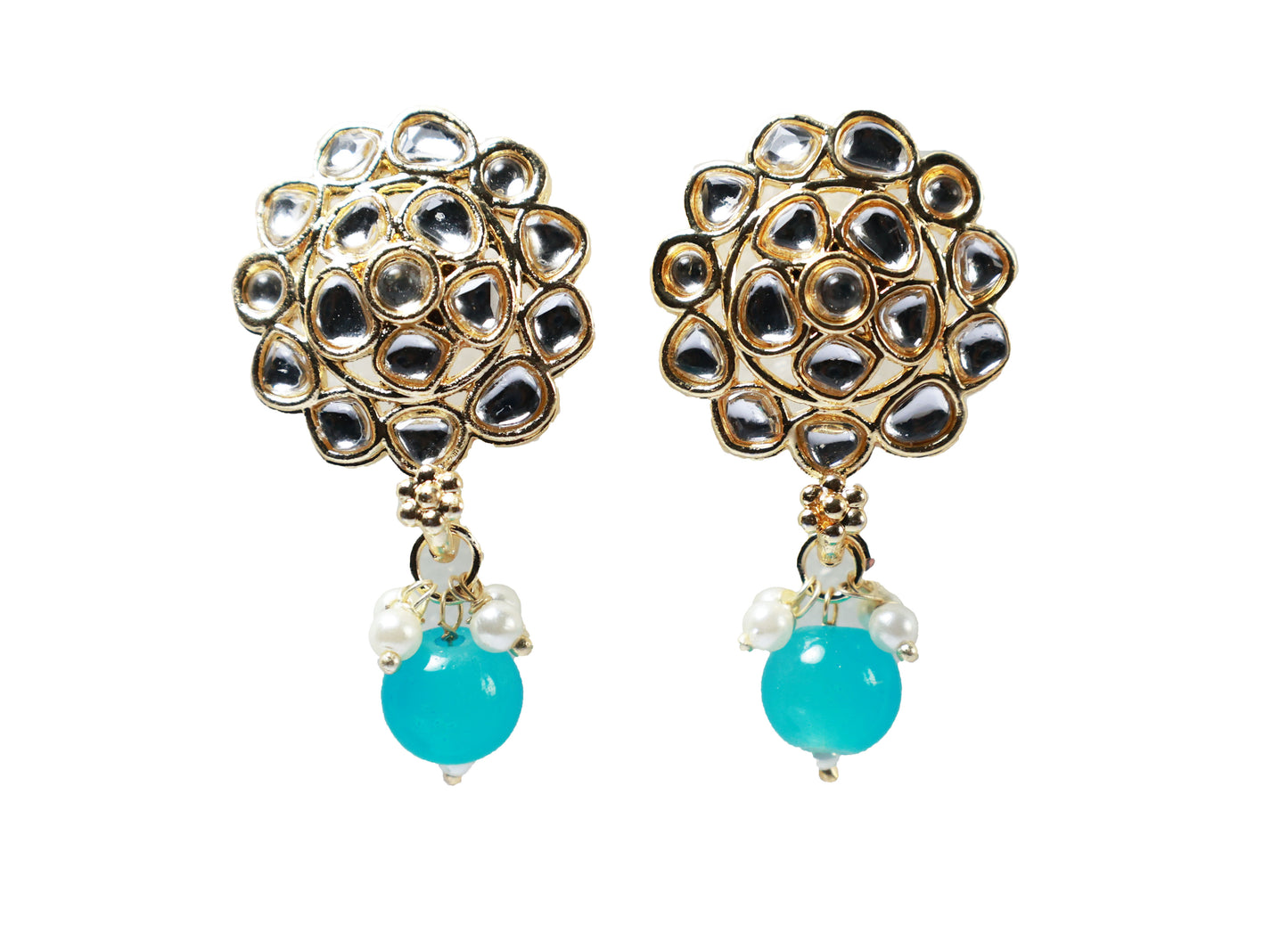 Gold Toned Kundan Studded Drop Earring