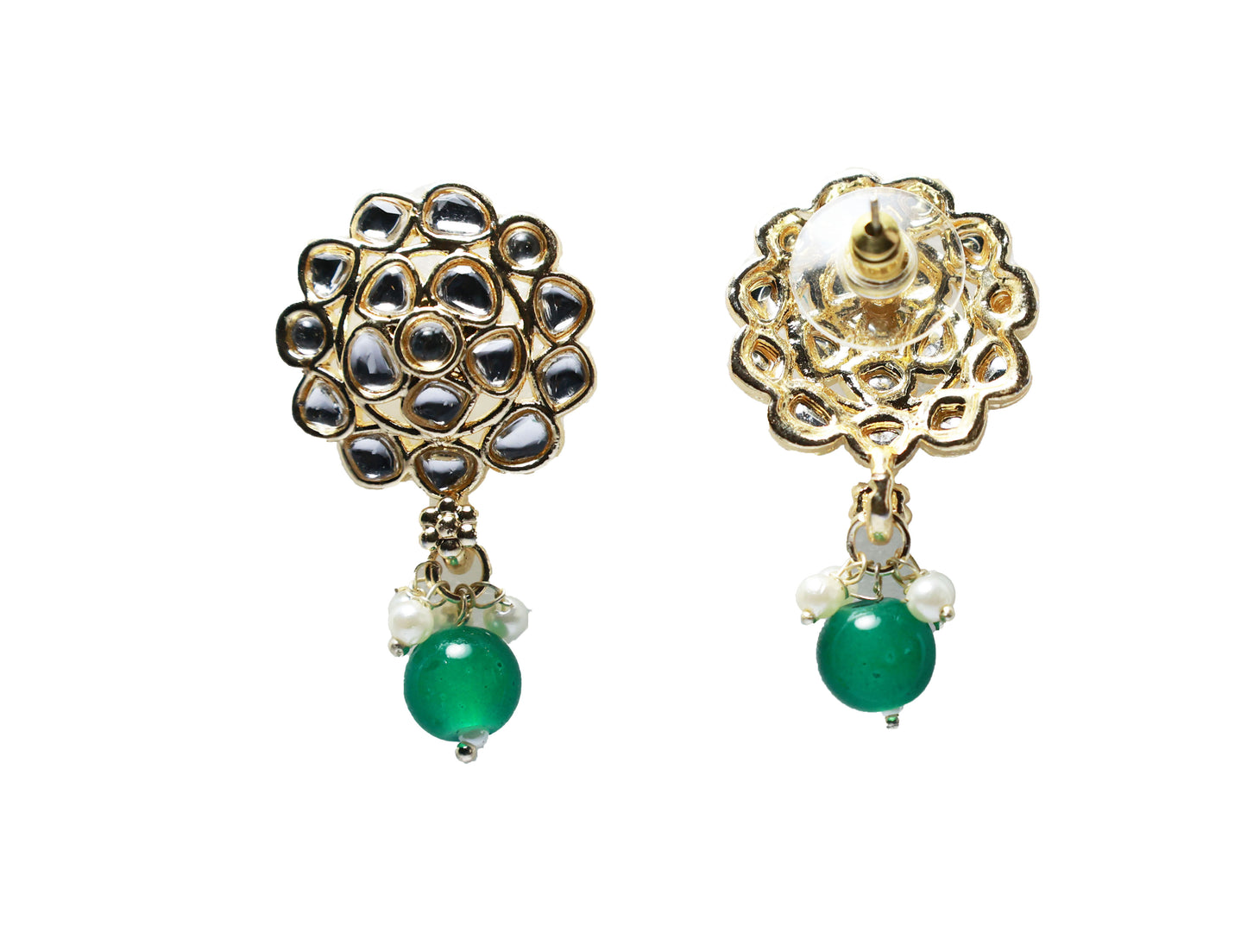 Gold Toned Kundan Studded Drop Earring