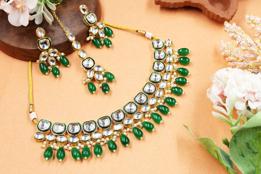 Emerald Elegance Kundan Set