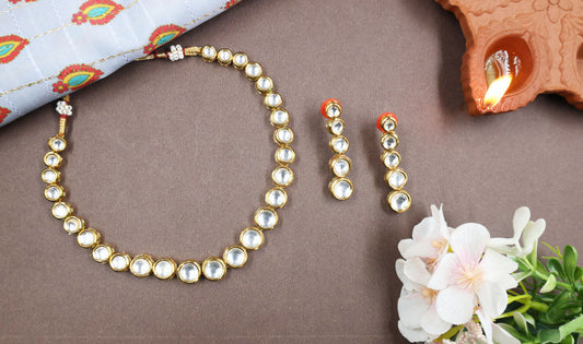 Golden Sphere shaped Kundan Set